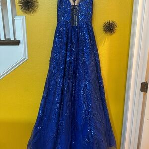 Sherri Hill 55521 Blue Prom Dress
